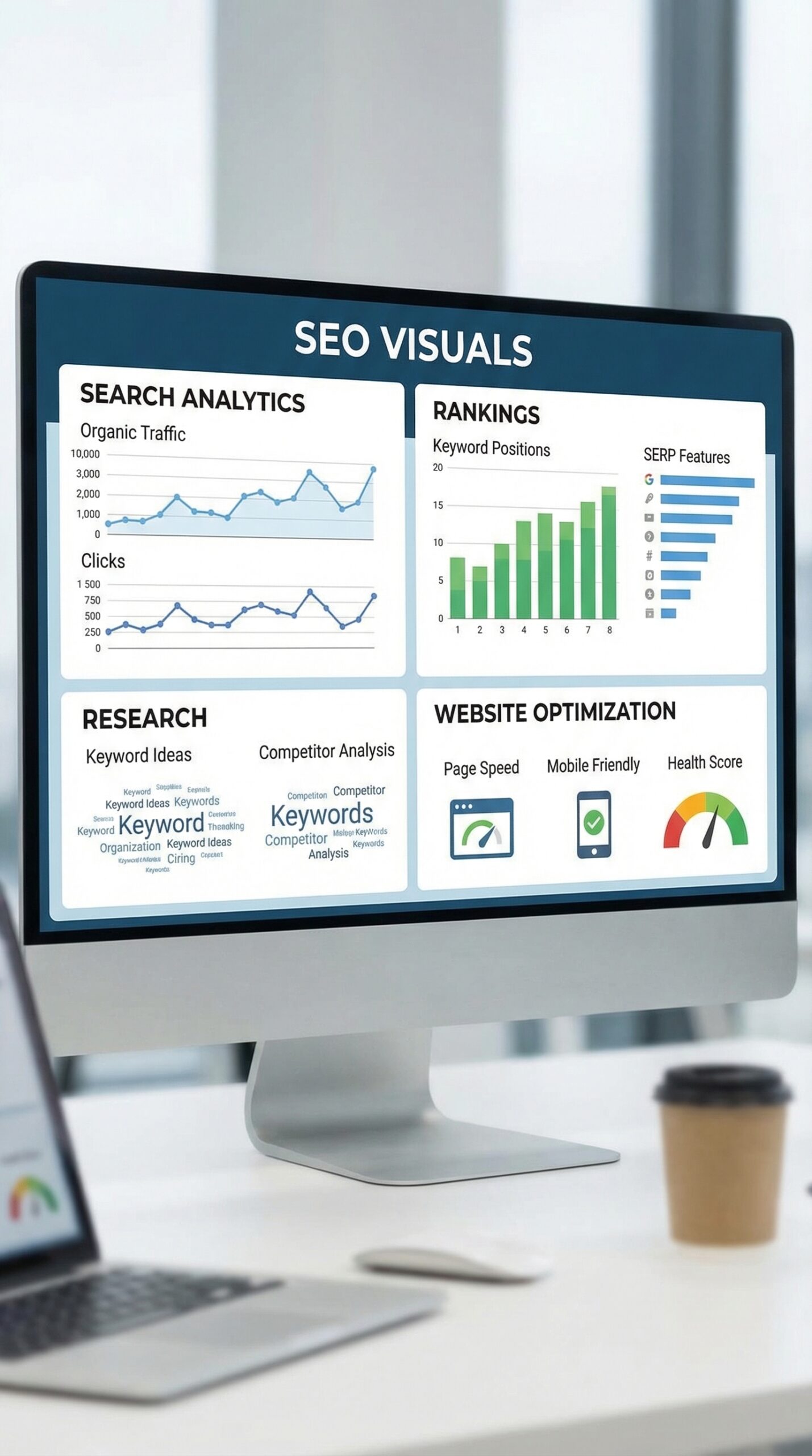 SEO strategy and search visibility visual